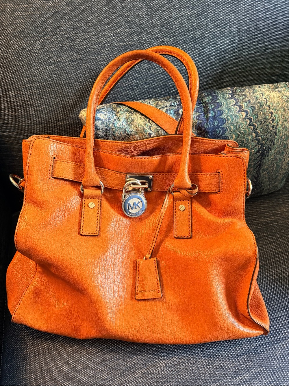 Michael Kors burnt Orange Leather purse with Signature Lock